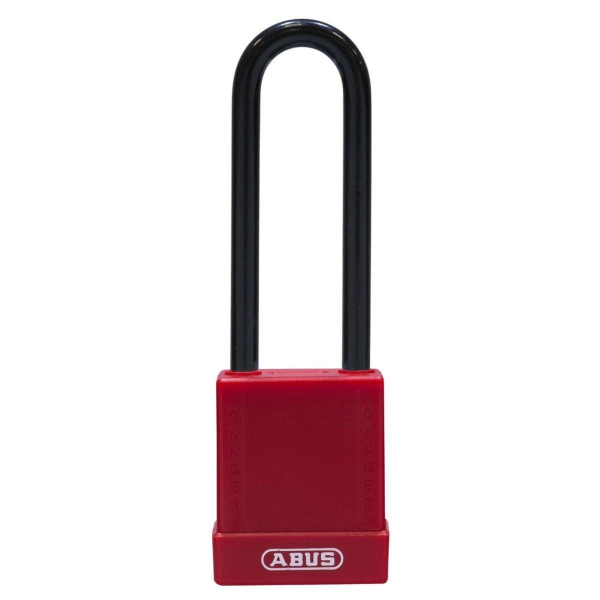 Abus 76PS/40 Red Safety Lock with 3-Inch Steel Shackle Covered by Plastic Sleeve - The Lock Source