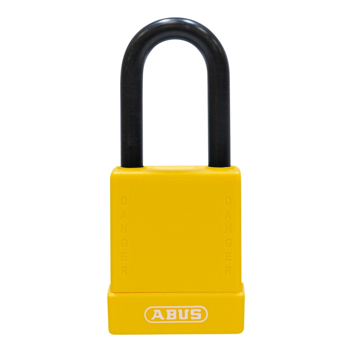 Abus 76PS/40 Yellow Safety Lock with Steel Shackle Covered by Plastic Sleeve - The Lock Source
